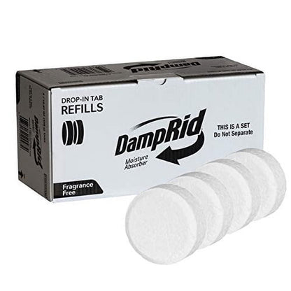 DampRid Fragrance Free Drop-in Tab Refill - 4 Pack - 15.8 Oz. Refill Tabs - Moisture Absorber