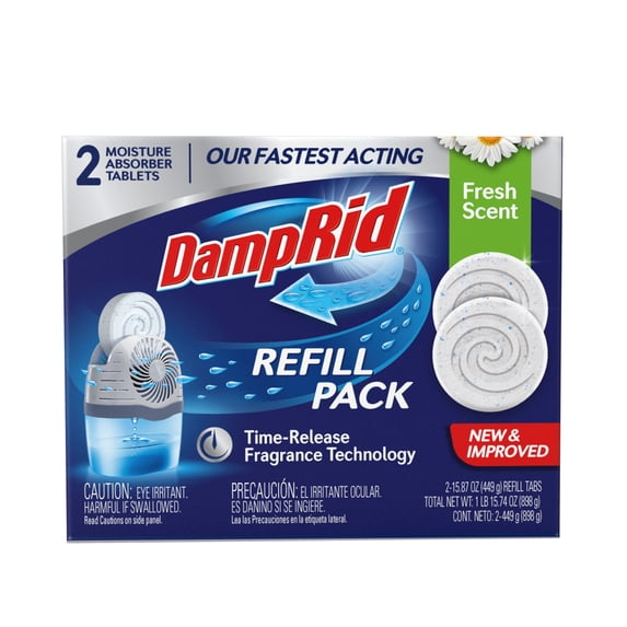 DampRid Moisture Absorber Drop-In Tablet Refill Pack, Fresh Scent, 15.8 oz., 2 Ct.